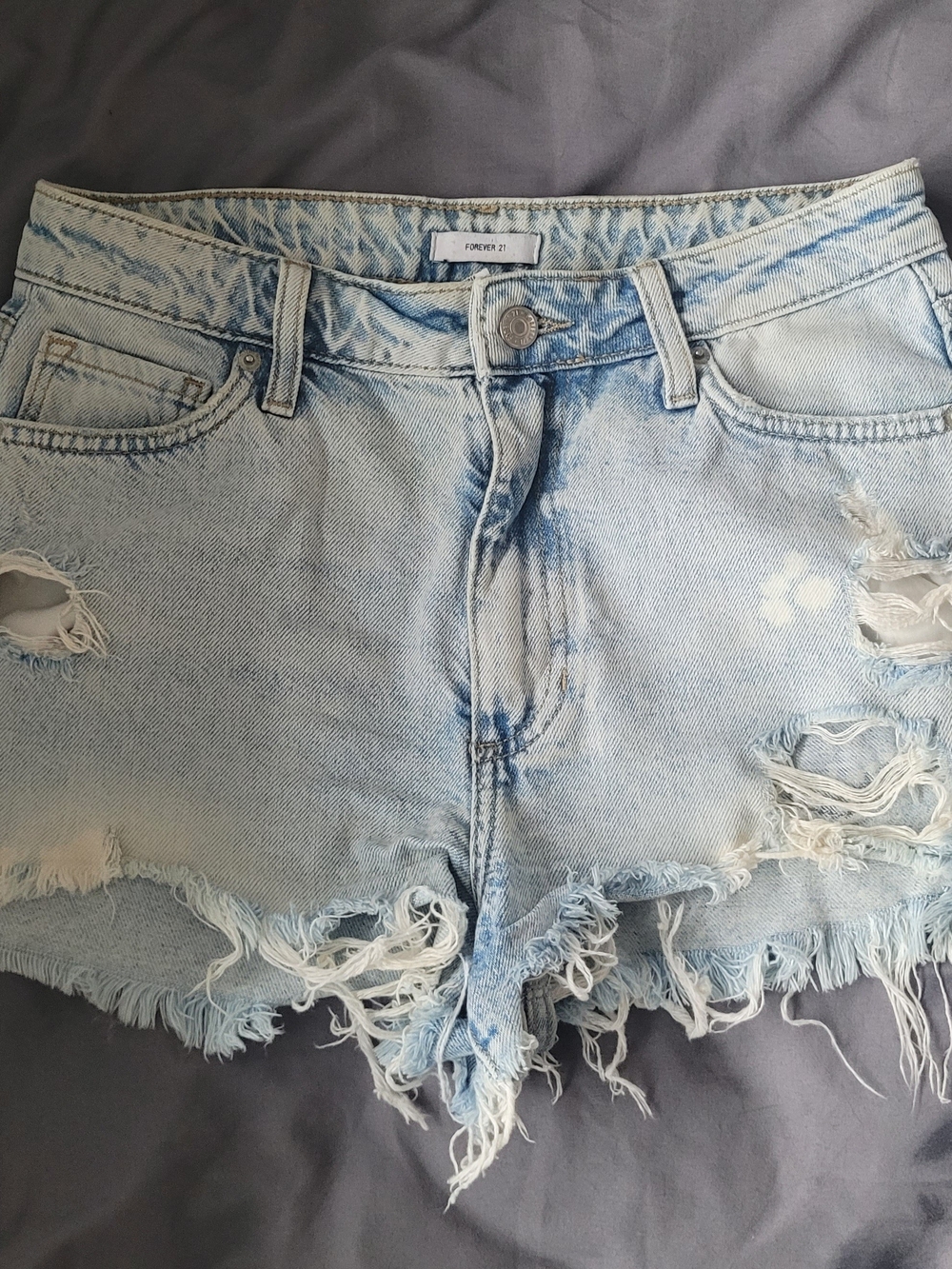 Forever 21 Light Blue Distressed Denim Shorts Size 26